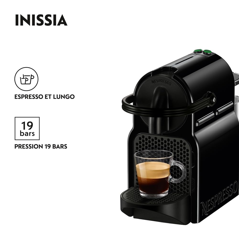 Machine à Café à Capsules Inissia Noir - Design Compact, 19 Bars, 1260W