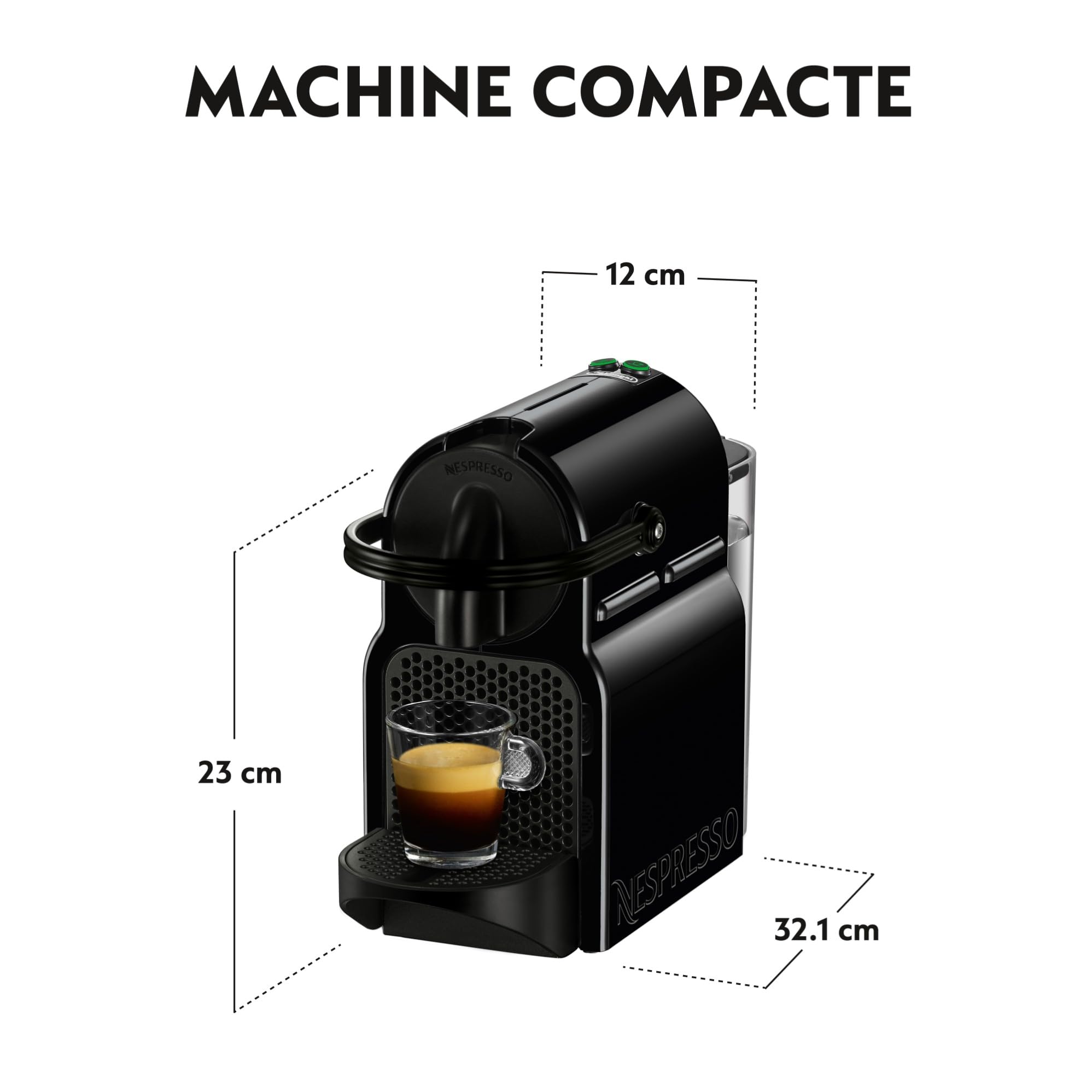 Machine à Café à Capsules Inissia Noir - Design Compact, 19 Bars, 1260W