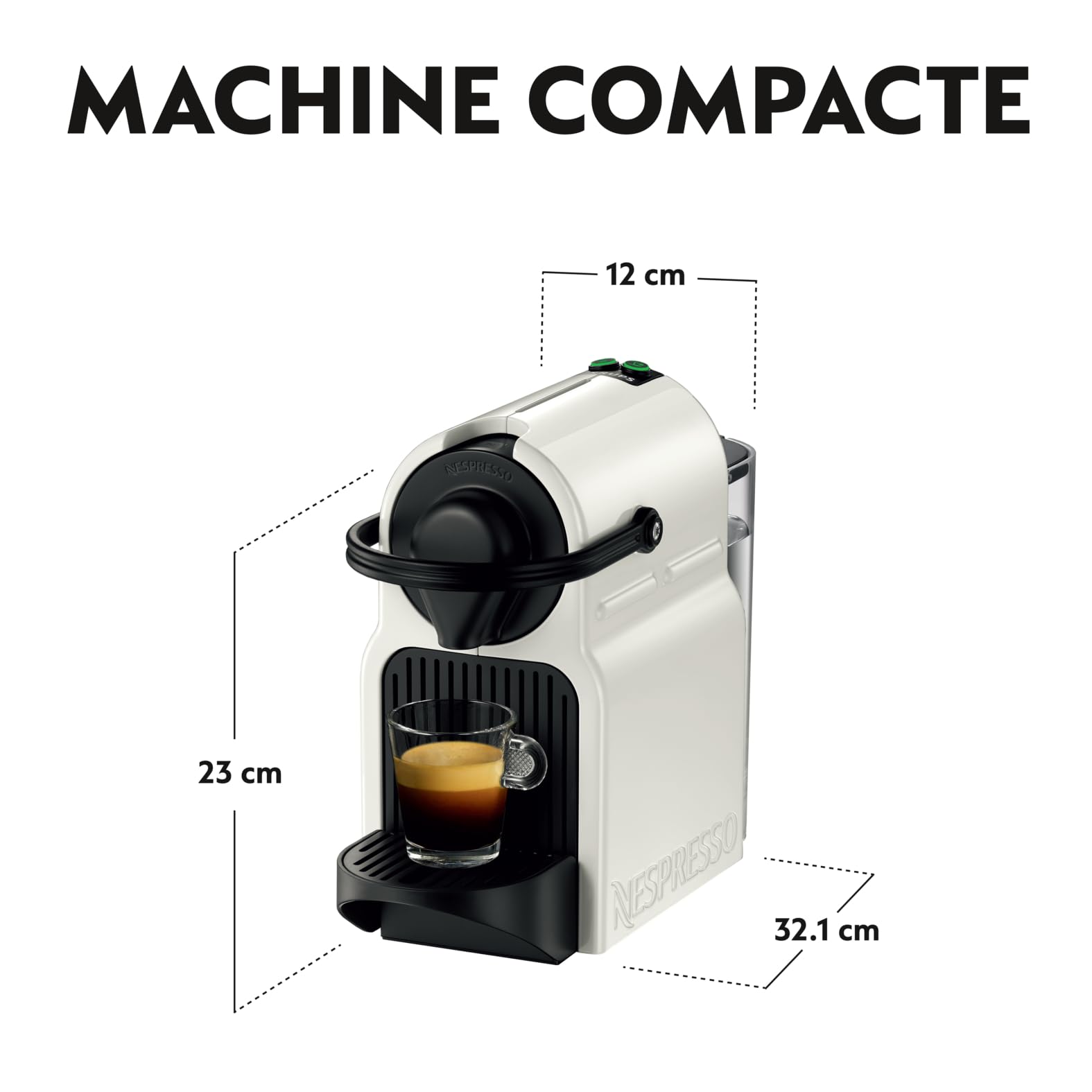 Machine à Café Inissia Blanche - 19 Bars, Réservoir 0,7L