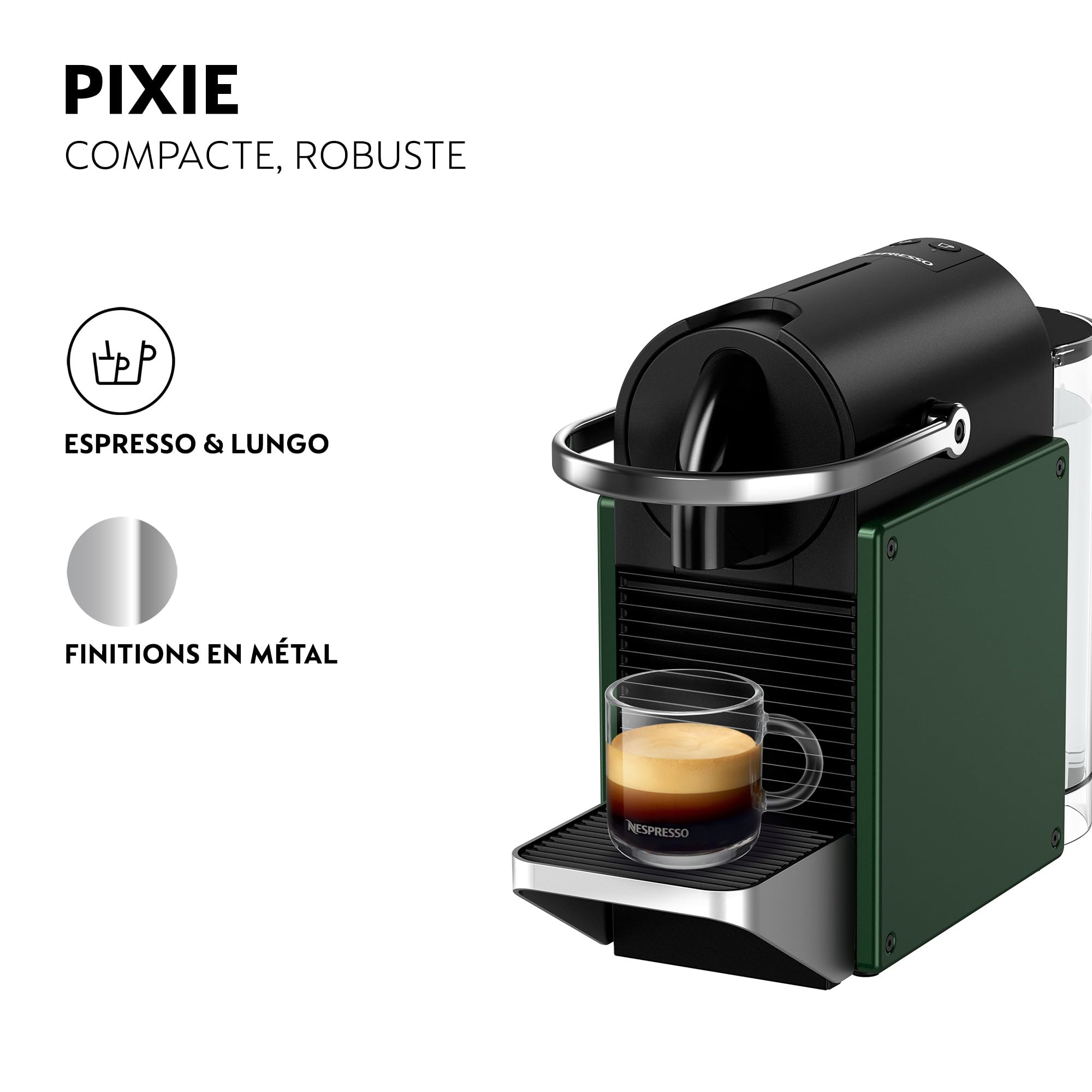 Machine à Café Pixie Vert Foncé - Compacte au Style Industriel