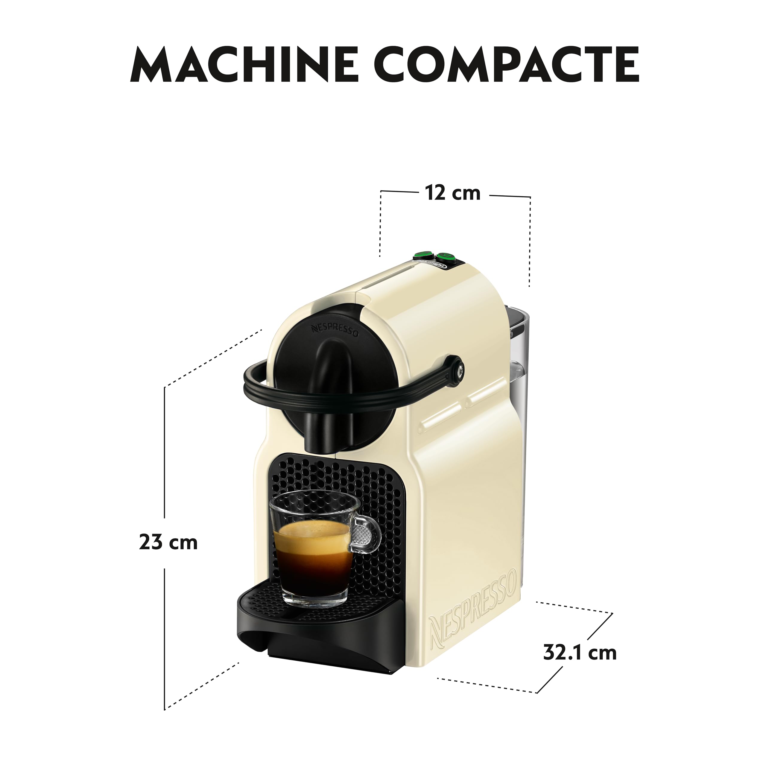 Machine à Café à Capsules Inissia - Crème Vanille, Compacte, 19 Bars, 1260W